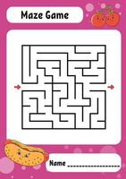 Square maze. Game for kids. Funny labyrinth. Education developing worksheet. Activity page. Puzzle for children. cartoon style. Riddle for preschool. Logical conundrum. Color vector illustration.