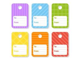 Gift tags. Bright stickers. Rectangular label. For holidays with space for your text. Color vector isolated illustration.