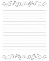 Lined sheet template. Handwriting paper. For diary, planner, checklist, wish list. Holiday letter. Vector illustration isolated on white background.
