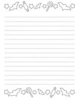 Lined sheet template. Handwriting paper. For diary, planner, checklist, wish list. Holiday letter. Vector illustration isolated on white background.