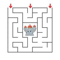 Square maze. Game for kids. Puzzle for children. cartoon character. Labyrinth conundrum. Find the right path. The development of logical and spatial thinking. Vector illustration.