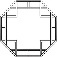 Chinese Octagon Window Isolated Coloring Page vector