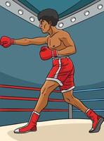 Boxing Sport Colored Cartoon Illustration vector