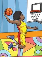 Basketball Sport Colored Cartoon Illustration vector