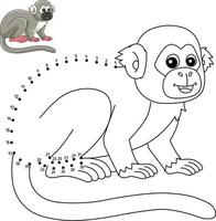 Dot to Dot Squirrel Monkey Isolated Coloring vector