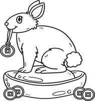 Rabbit Charm Display Isolated Coloring Page vector