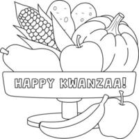 feliz kwanzaa mazao aislado página para colorear vector