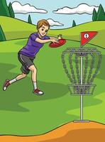 Disc Golf Colored Cartoon Illustration vector