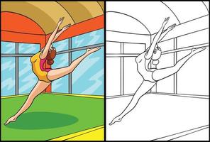 Gymnastics Coloring Page Colored Illustration vector