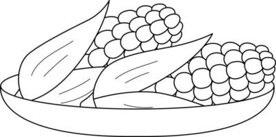 Corn Isolated Coloring Page for Kids vector