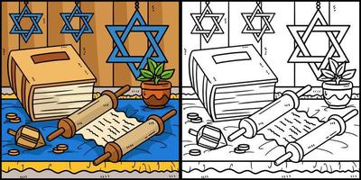 pergamino de la torá de hanukkah e ilustración de libros vector