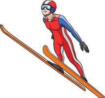 Ski Jumping Cartoon Colored Clipart Illustration vector