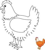 Dot to Dot Chicken Isolated Coloring Page for Kids vector