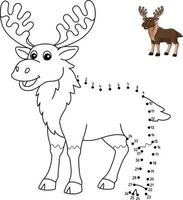 Dot to Dot Moose Animal Isolated Coloring Page vector