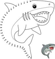 Dot to Dot Megalodon Animal Isolated Coloring Page vector