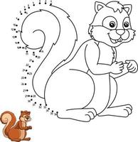 Dot to Dot Squirrel Isolated Coloring Page vector