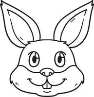 cabeza de conejo aislada página para colorear para niños vector
