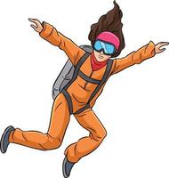 Skydiving Cartoon Colored Clipart Illustration vector