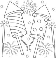 New Years Eve Fireworks Coloring Page for Kids vector