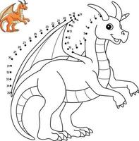 Dot to Dot Dragon Animal Isolated Coloring Page vector