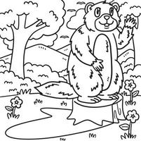 Waving Groundhog Groundhog Day Coloring vector