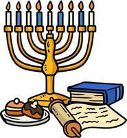 Hanukkah Menorah Cartoon Colored Clipart vector