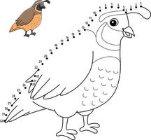 Dot to Dot Quail Animal Isolated Coloring Page vector