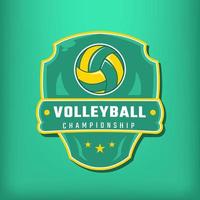 logo de vector de campeonato de voleibol con escudo