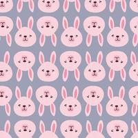 Rabbits, hares, bunnyes seamless pattern. Cute characters. Baby cartoon vector in simple hand-drawn Scandinavian style. Nursery illustration children print, baby shower.