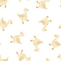 Cute goose or duck vector seamless pattern. Cartoon domestic bird, farm poultry, fowl, waterfowl. Vector children texture for textile, print, fabric. Farming, agriculture, country life