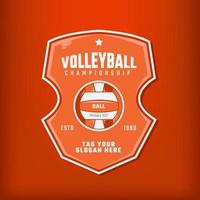 Volleyball sports emblem badge on red background vector