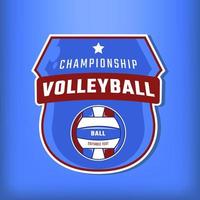 Volleyball sports logo and shield on blue background