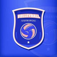 Volleyball sport blue emblem badge template vector