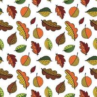 Seamless pattern with fall leaves. Autumn floral background. Doodle style. For printing, fabric, textile, manufacturing, wallpapers. Foliage, fall, Indian Summer vector