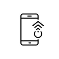 Swipe on Smartphone Line Icon. Scroll Up in Digital Electronic Device Move Gesture Linear Pictogram. Action on Mobile Phone Display Outline Icon. Editable Stroke. Isolated Vector Illustration.