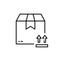 Parcel Box This Side Up Symbol Black Line Icon. Cardboard with Arrow Up Linear Pictogram. Delivery Service Carton Care Packaging Direction Outline Icon. Editable Stroke. Isolated Vector Illustration.