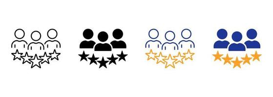 Experience Qualification Team Silhouette and Line Icon. Satisfaction User Customer Service Review Pictogram. Good Quality Happy Client High Quality Icon. Editable Stroke. Vector Illustration.