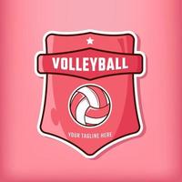 logo deportivo de voleibol con escudo y colores brillantes vector