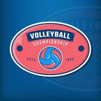 Volleyball sports oval label logo design vector