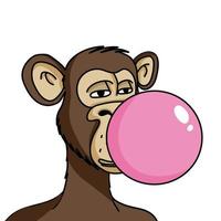 mono aburrido nft aislado sobre fondo blanco. token no fungible blockchain monkey ilustración vectorial vector