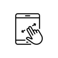 Zoom Action on Device Display Line Icon. Swipe on Tablet Linear Pictogram. Scroll Up in Digital Electronic Move Gesture Outline Icon. Move Tablet Screen. Editable Stroke. Isolated Vector Illustration.