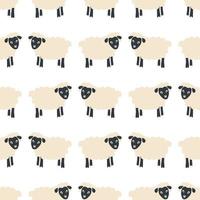 Sheeps doodle background. Flat illustration of sheeps seamless pattern vector