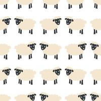 Sheeps doodle background. Flat illustration of sheeps seamless pattern vector