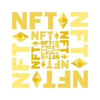 NFT token in crypto artwork. Banner Non-fungible token. NFT  non fungible token in blockchain technology in digital crypto art. ERC20 cryptocurrency and art vector