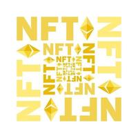 token nft en ilustraciones criptográficas. token de banner no fungible. Token no fungible nft en tecnología blockchain en arte criptográfico digital. erc20 criptomoneda y arte vector