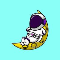 lindo astronauta tendido en la ilustración de los iconos vectoriales de dibujos animados de la luna. concepto de caricatura plana. adecuado para cualquier proyecto creativo. vector