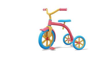 3d rendering. Multicolored tricycle on white background with space for text. Vehicle. photo