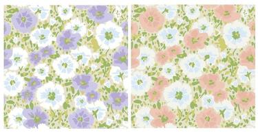 Vector flower illustration with pastel color seamless repeat pattern retro color