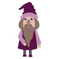 Dwarf character. Cute, funny gnome with a beard. Little man. Vector stock illustration isolated on white background.