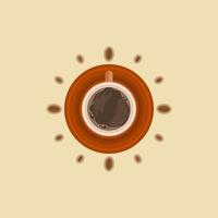 Editable Top View a Cup of Coffee and Beans as Watch Vector Illustration for Additional Element of Cafe or Business Related Design Project With Time Concept